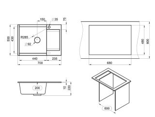 Мойка кухонная Granula 7003, АЛЮМИНИУМ